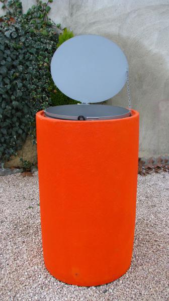 Corbeille diam. 60mm peint orange avec couvercle